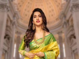 Nabha Natesh in a mango yellow pattu saree by Rs brothers-1