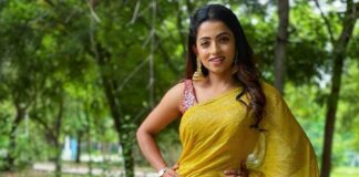 Navya Swamy in a yellow saree by thread fabric