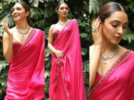 kiara advani in pink saree from punit balana