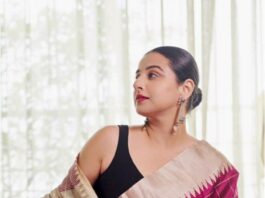 vidya balan in raw silk saree