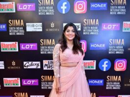 Aparna Balamurali in soft pink lehenga set by Thunnal for SIIMA 2021-1