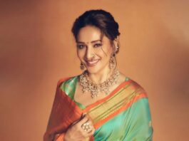 Madhuri Dixit in a green paithani saree by Madhurya creations for dance deewane-3