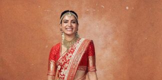 Samantha Akkineni in a red benarasi saree by mavuris for colgate ad-2