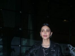 Shruti Hassan in black leather outfit at the airport-2