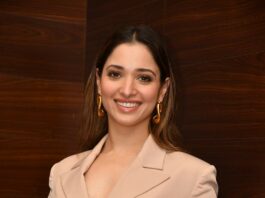 Tamannaah Bhatia in nude colour dress for Maestro pre-release event-1