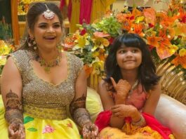 Vidyu Raman in a yellow floral lehenga for her mehendi-3