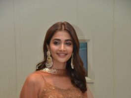 Pooja Hegde in a cinnamon brown sharara set by Niamh for varudu kavalenu sangeet-2