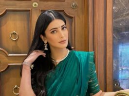 Shruti Haasan in green saree by Deepthee-2