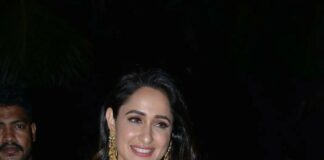 Pragya Jaiswal in a yellow cape set at akhanda success meet-2