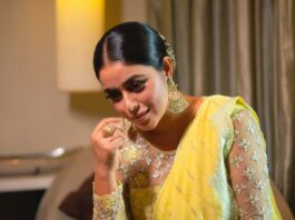 Purnaa in yellow saree by vaishali agarwal for dhee grand finale-2