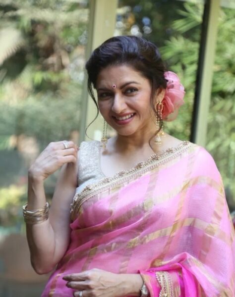 Bhagyashree opts for a pink ombre saree to promote 