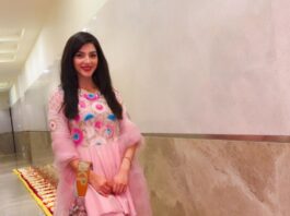 Mehreen Pirzada in a pink sharara set by Label Sakshee gupta-1