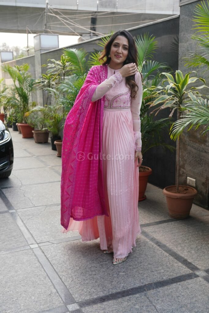 Neha Shetty in a pink anarkali0