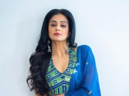 Priya Mani raj in a blue lehenga set by Ne'chi for dhee-14-2