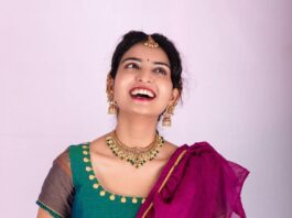 Ananya Nagalla in green half saree by vihas designer studio-1