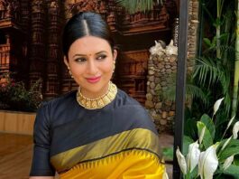 divyanka tripathi in a yellow saree by kankatala for champions of change award'22-2