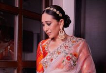 karisma kapoor in an ivory saree by manish malhotra for ranbir alia wedding-2