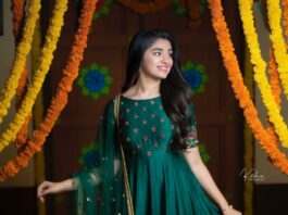 krithi shetty in a green anarkali set