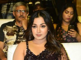 catherine tresa in wine saree by rouge for bala thandanana pre release-2