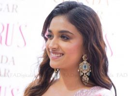 keerthy suresh in pink saree by neeru's for shop opening3