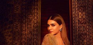 kriti sanon in gold falguni shane peacock saree1