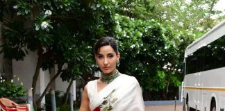 nora fatehi in ivory rohit bal saree for did1