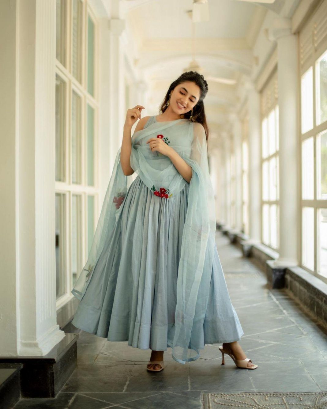 Priyanka Mohan's lovely look in a powder blue anarkali dress!