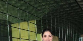 tamannaah bhatia in blue kurta set by label earthen at the airport