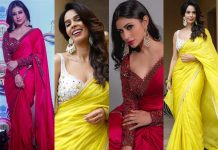 mouni roy and mallika sherawat in sarees