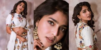 aishwarya lekshmi in ivory lehenga by rohit bal for captain pre release-featured