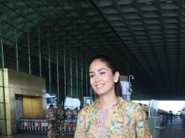 mira kapoor in flora dress by tasha at the airport1