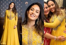 mira kapoor in yellow ridhi mehra anarkali for a wedding-featured