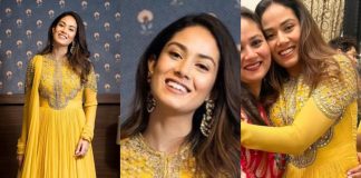 mira kapoor in yellow ridhi mehra anarkali for a wedding-featured