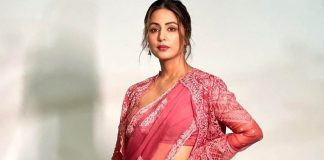 hina khan in a pink torani saree