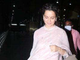 kangana ranaut in a pink kurta set at the airport1