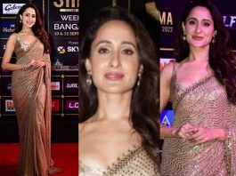 pragya jaiswal in gold saree for siima'22-featured