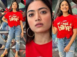 rashmika mandanna in a red tshirt-blue jeans by huemn-featured