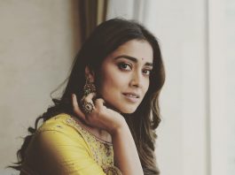 shriya saran in a yellow kurta set by sithara kudige for kabzaa1