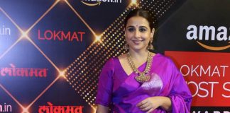 vidya balan in a purple saree at lokmat stylish awards'22