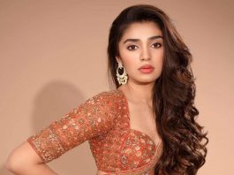 krithi shetty in a brown saree by shyamal and bhumika for a function2