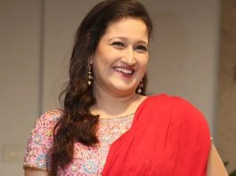 laila in a red pre draped saree by malar vikram couture for sardar pre release event1