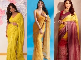 madhuri,jacqueline,chitrangda in yellow sarees for events-feature