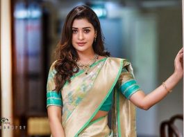 payal rajput in cream saree for an event