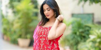 Sonal chauhan in red sharara set from pink city by sarika2