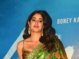 janhvi kapoor in green mahima mahajan saree for mili1