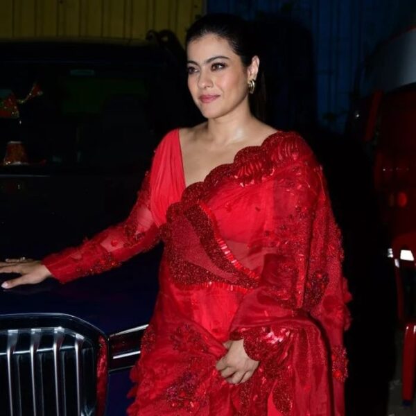 Kajol Devgan in a red saree for 