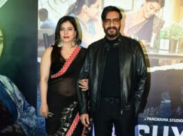 kajol ina black saree with ajay devgn for drishyam2-1