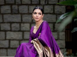 shriya pilgaonkar in a purple saree by shanti benaras for tgib