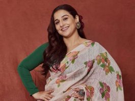 vidya balan in a floral pink saree by nadiya paar1