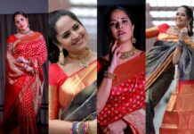 anasuya bharadwaj in silk sarees-featured